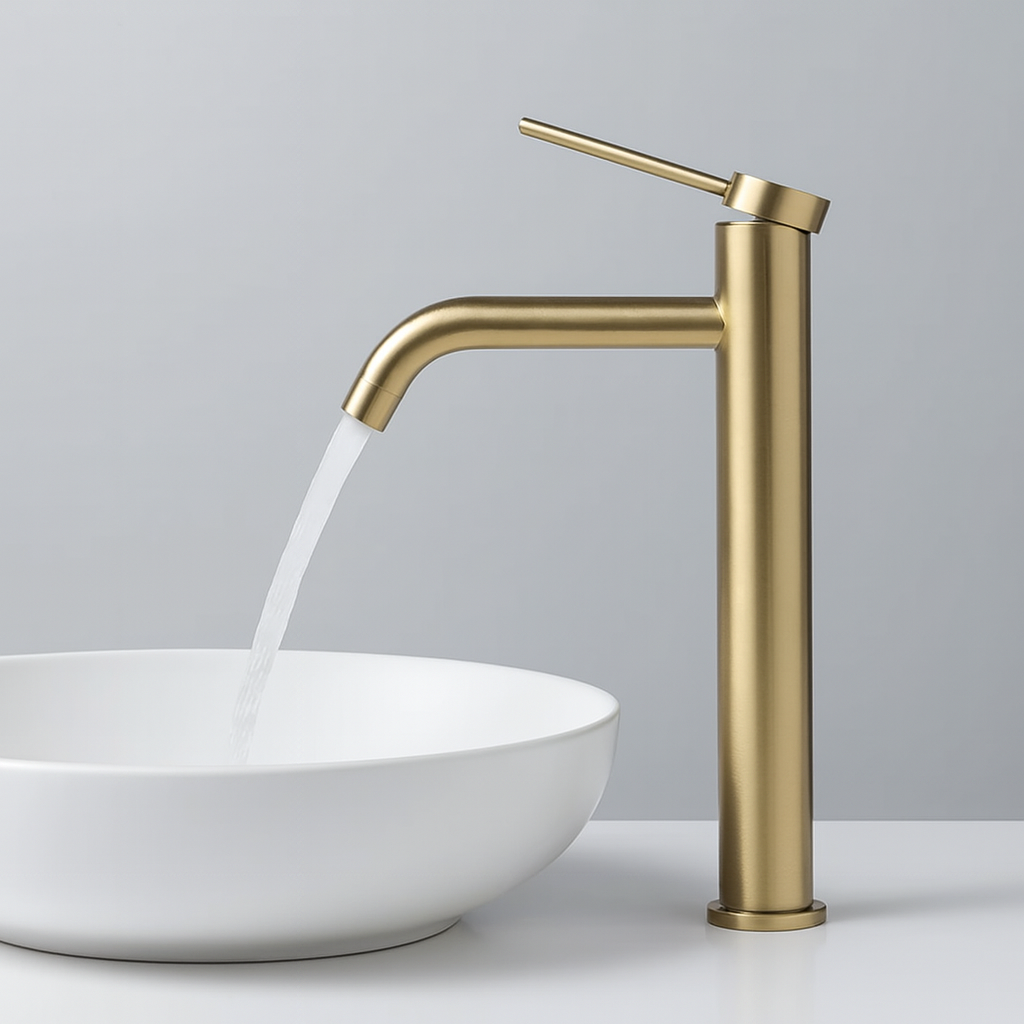 Badezimmer-Mischbatterie aus gebürstetem Gold