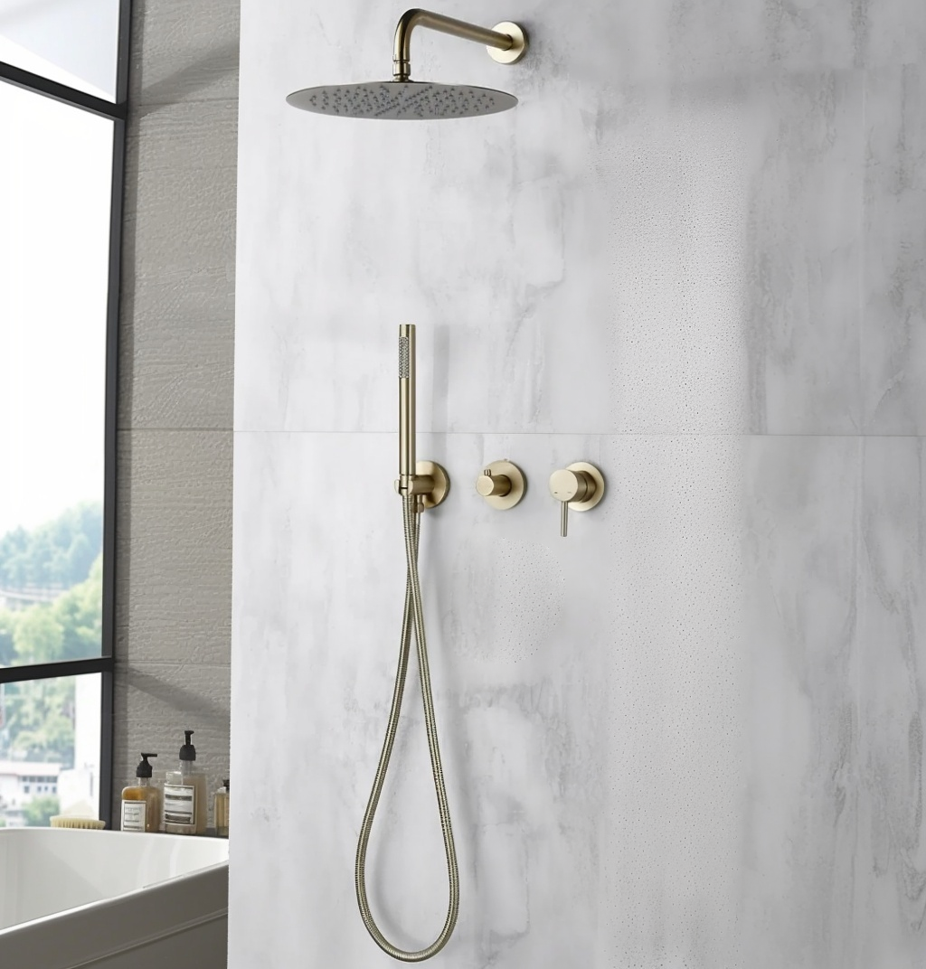 Colonne De Douche Encastrée dorée