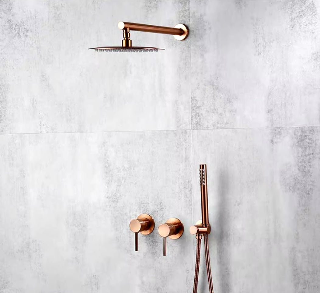 Colonne de douche encastrée or rose brossé