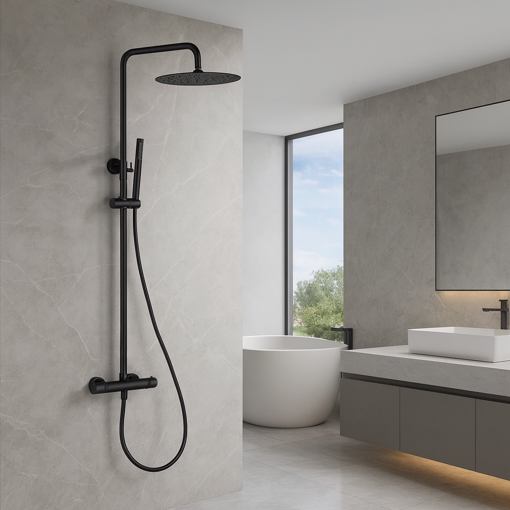 Colonne de Douche Thermostatique Noir Mate