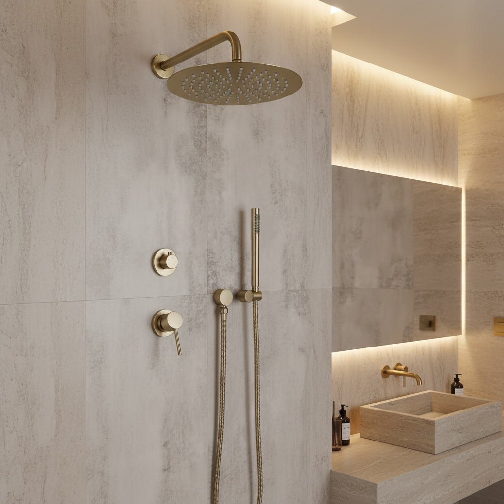 Colonne De Douche Encastrée Dorée