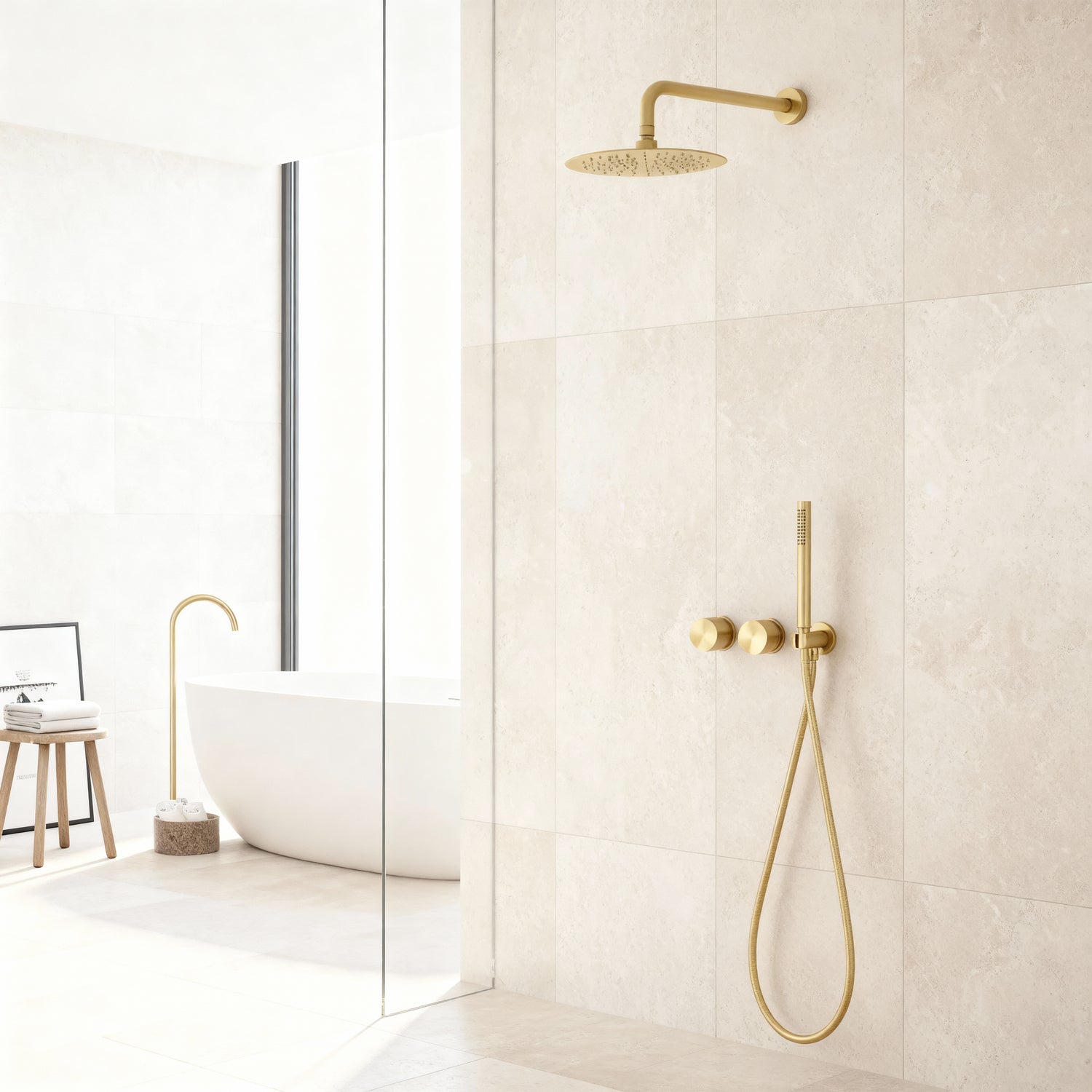 Colonne de Douche Dorée Murale