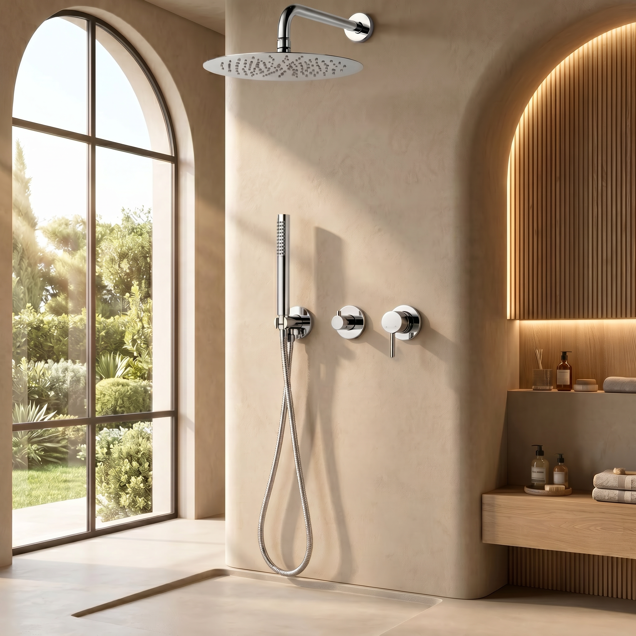 Colonne de douche encastrée chrome
