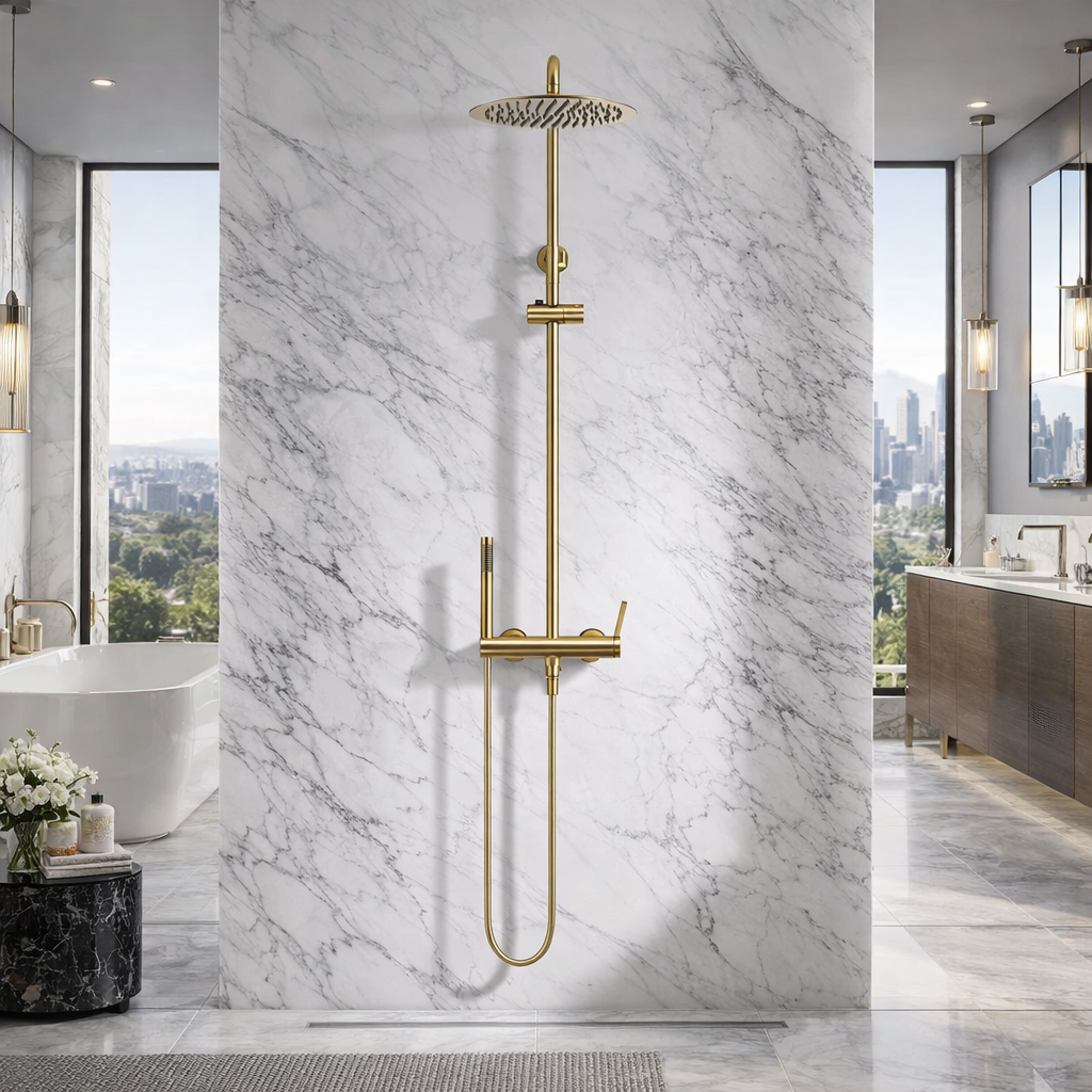 Colonne de douche mécanique or brossé