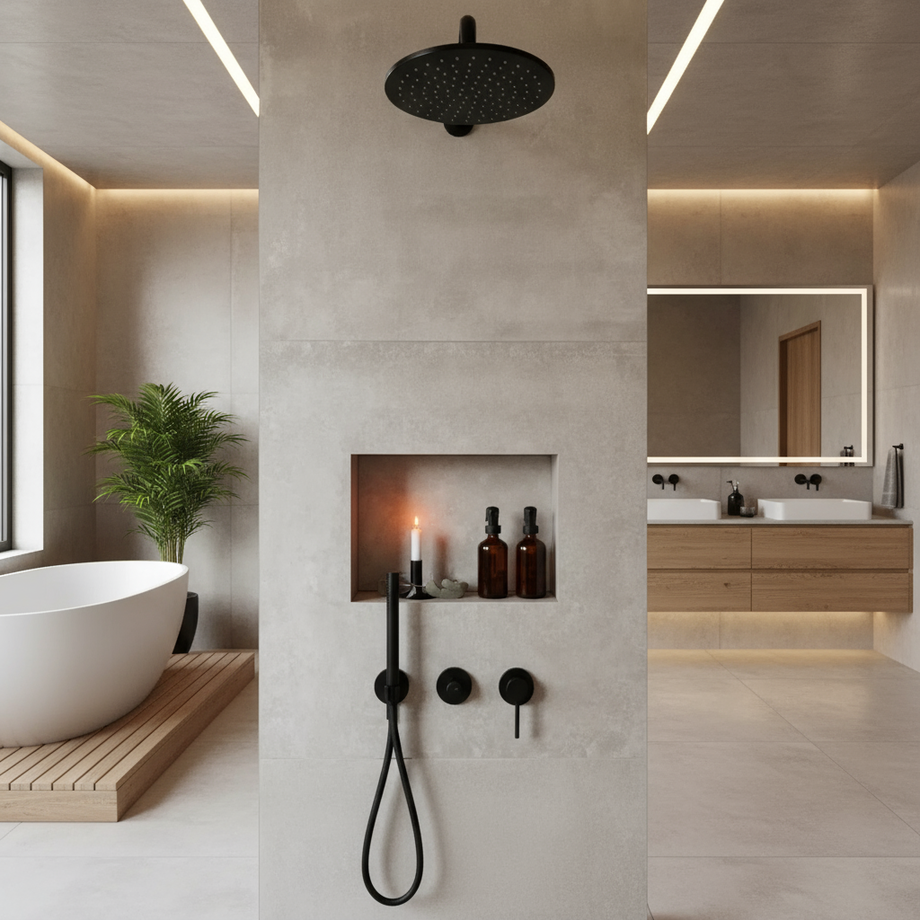 Colonne De Douche Encastrée Noir Mate