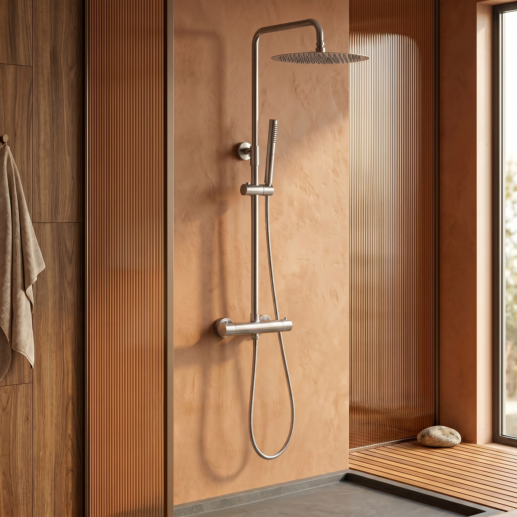 Colonne de douche thermostatique inox brossé