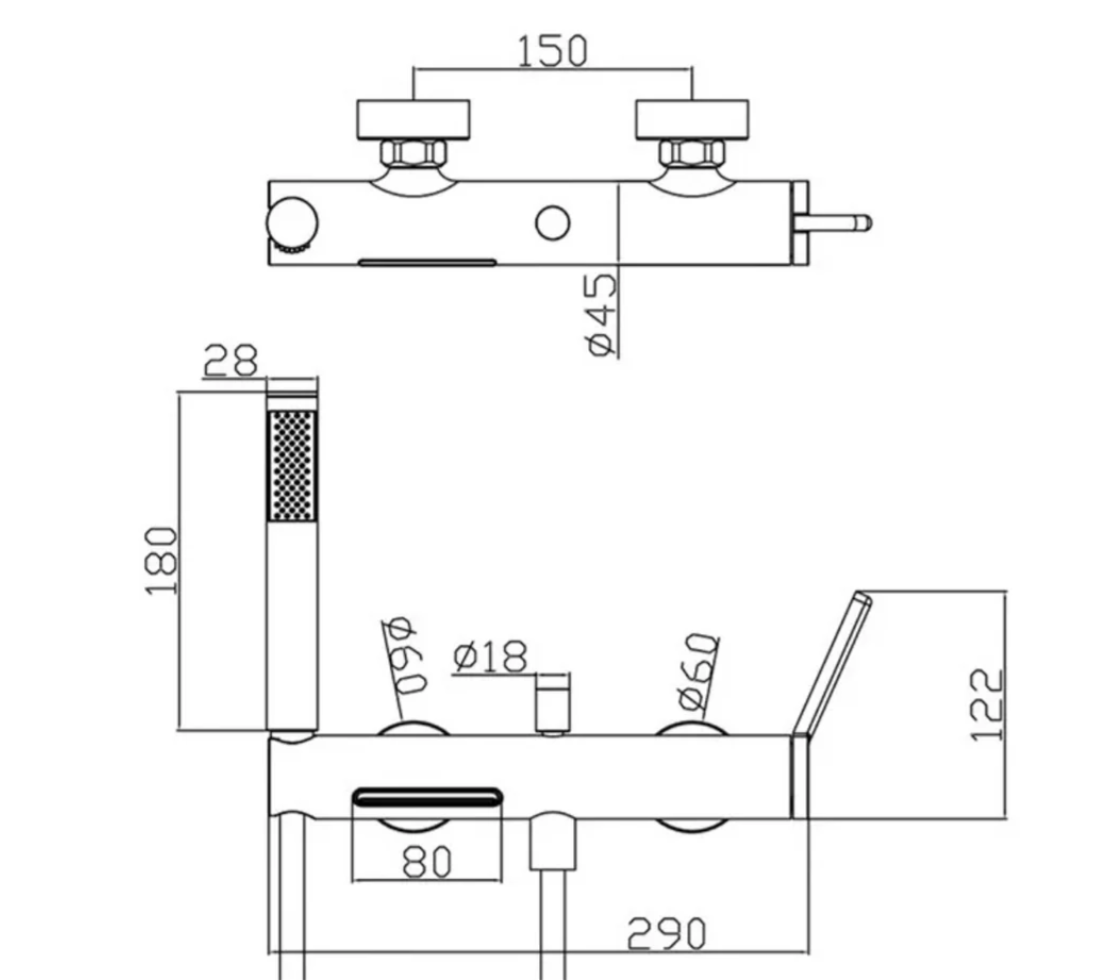 Mitigeur De Baignoire dimensions