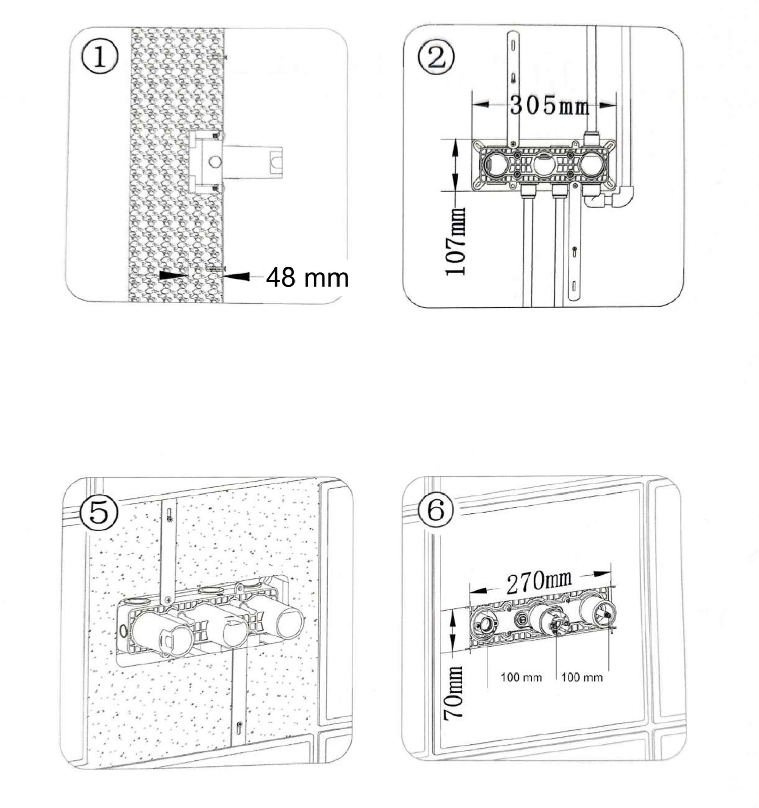 Colonne de douche et bain encastrée noir mate