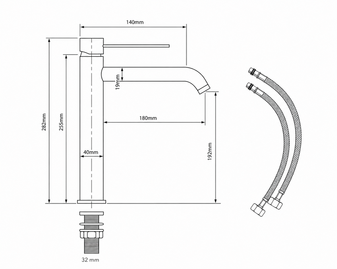 Dimensions Mitigeur XL Vasque à Poser