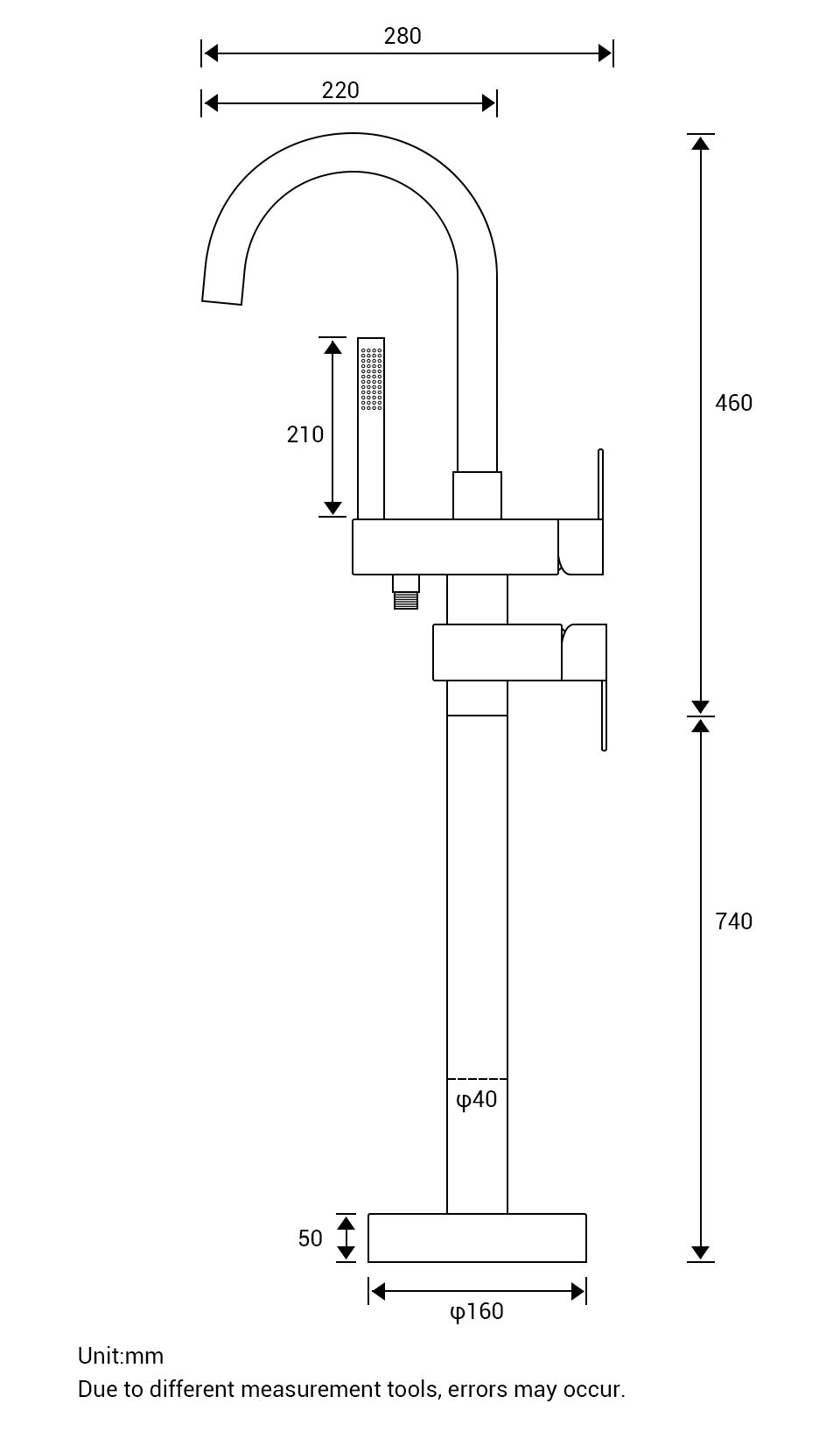 Mattschwarze Standmischbatterie