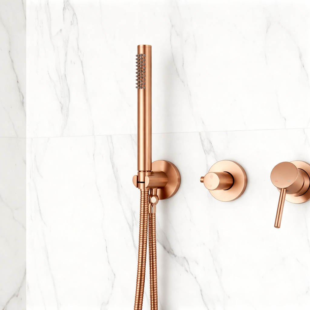 Colonne de douche encastrée or rose brossé