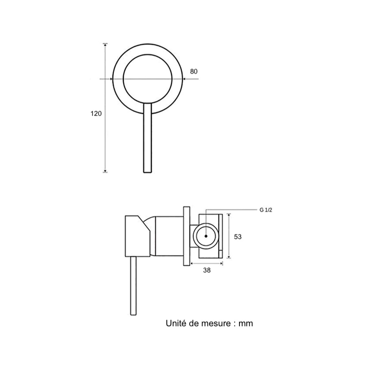 Douchette dimensions