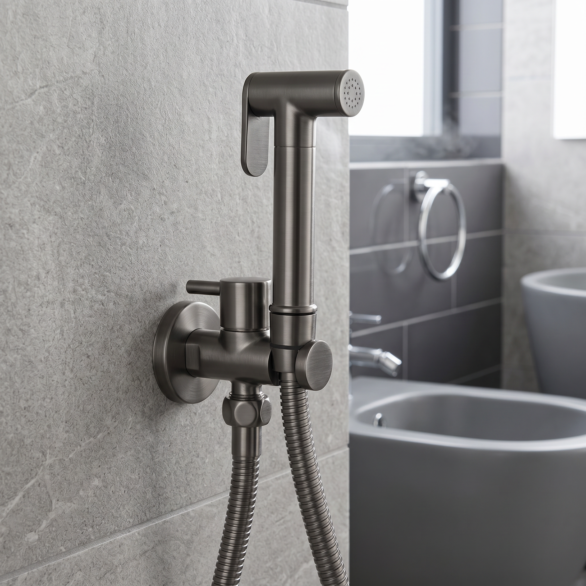 Douchette hygiénique gris brossé