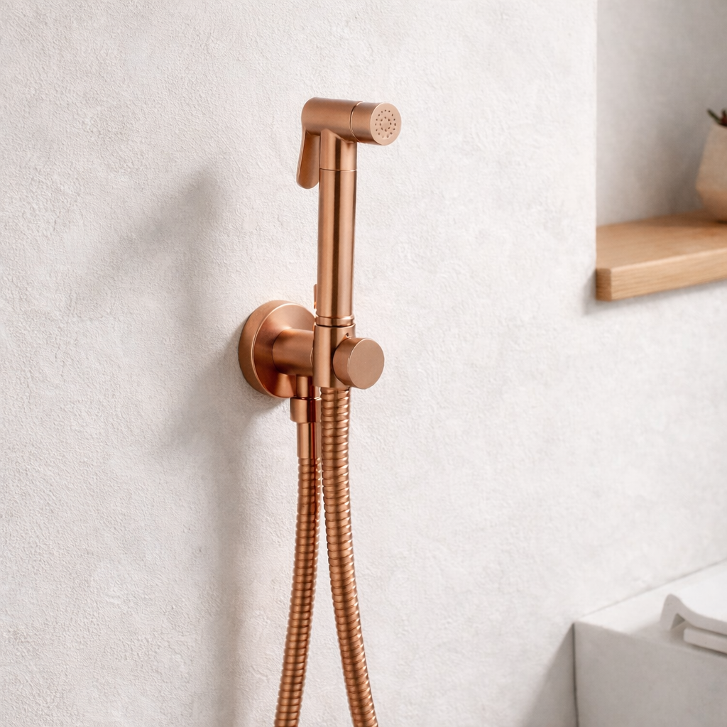 Douchette hygiénique or rose brossé