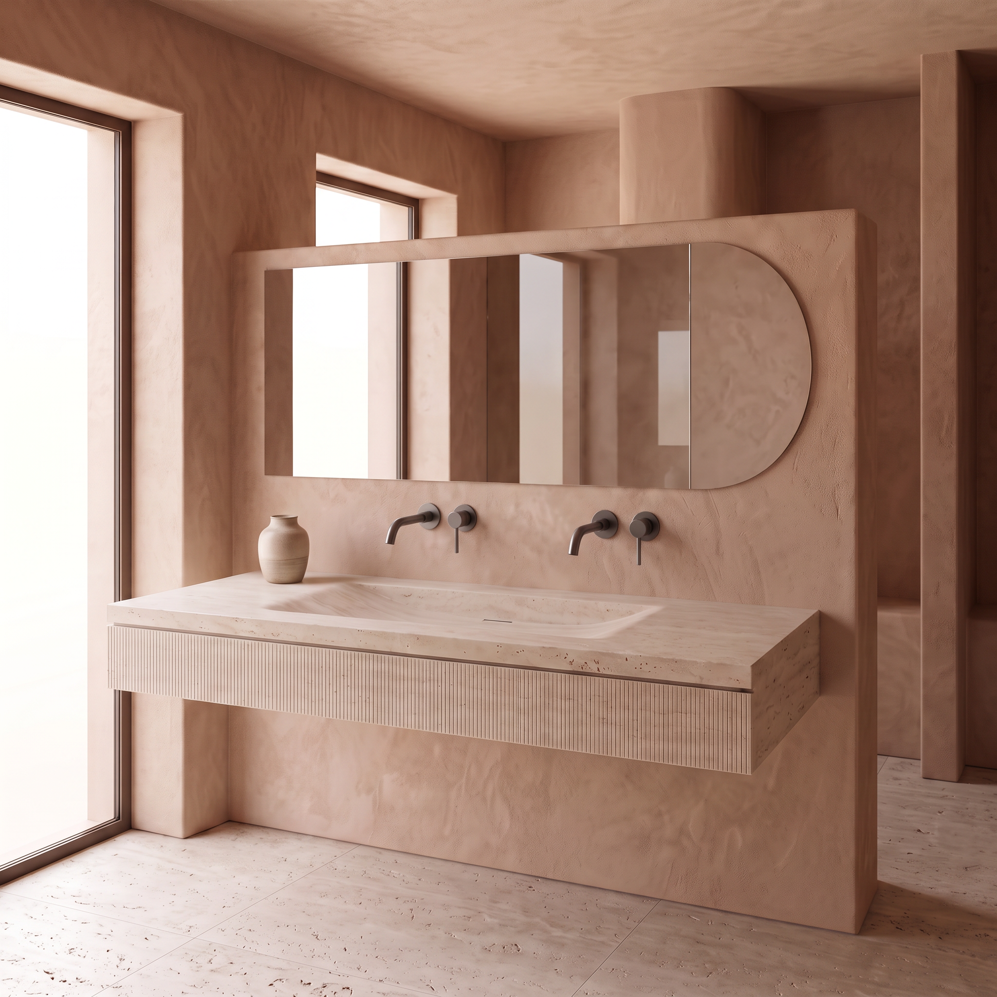 Mitigeur lavabo encastré Gris Brossé
