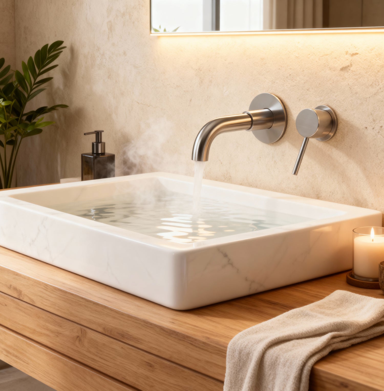 Mitigeur Mural de Lavabo Acier Brossé