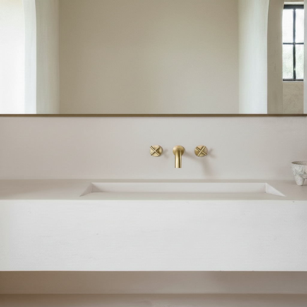 Robinet de lavabo encastré or brossé