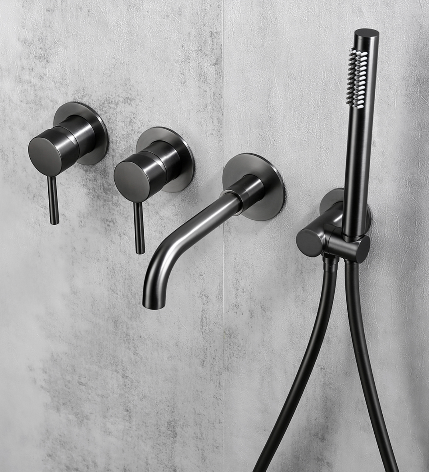 Colonne de douche & bain encastré gris brossé