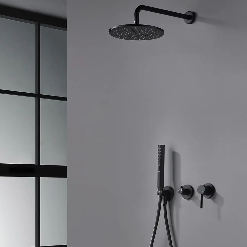 Ensemble de douche encastré noir mat