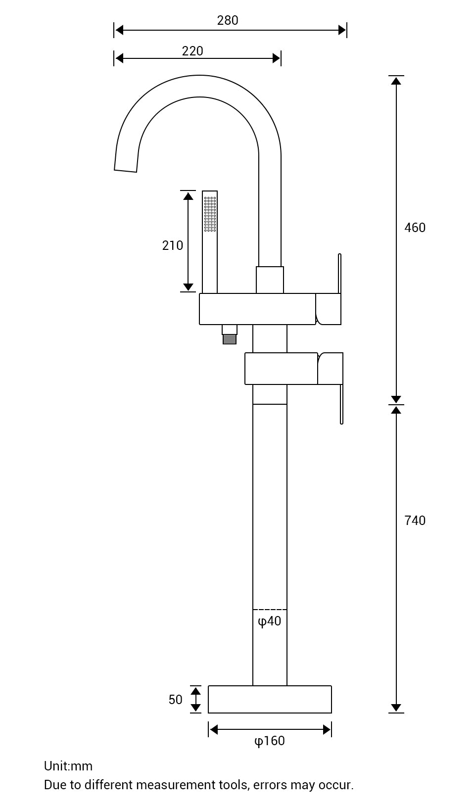 Dimensions Robinet Sur Pied
