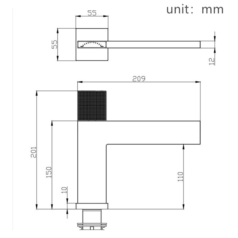 Mitigeur salle de bain gris brossé.