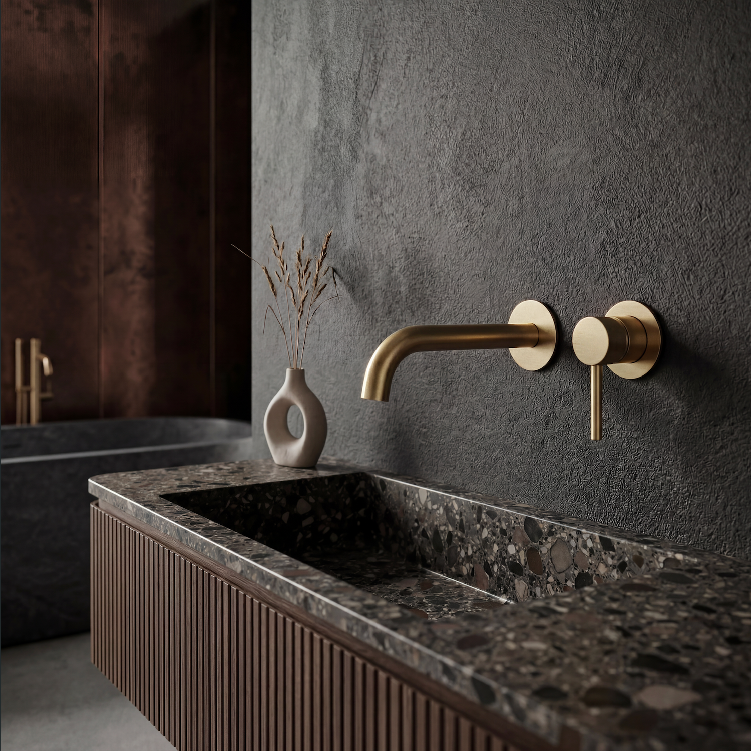 Mitigeur de vasque encastré or brossé