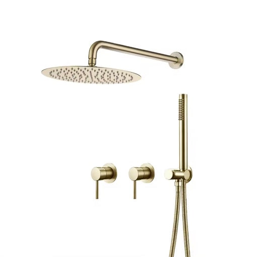 Eingebaute Duschsäule aus gebürstetem Gold