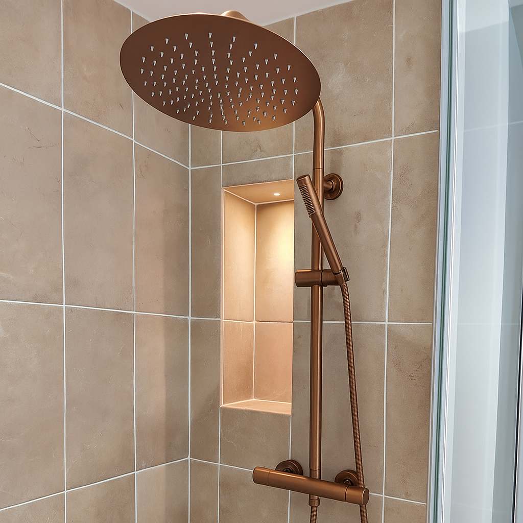 Colonne de douche or rose brossé