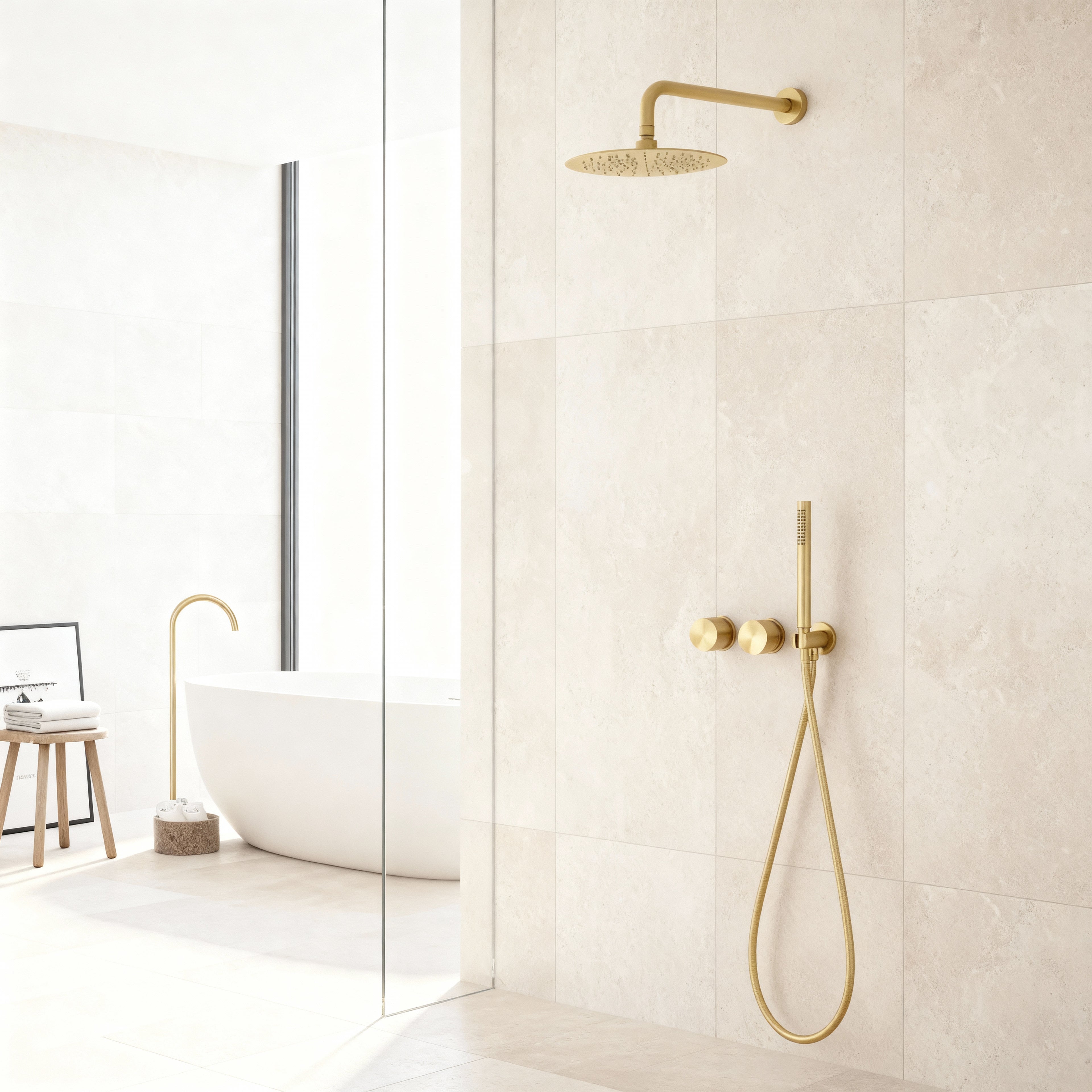 Colonne de Douche Dorée Murale