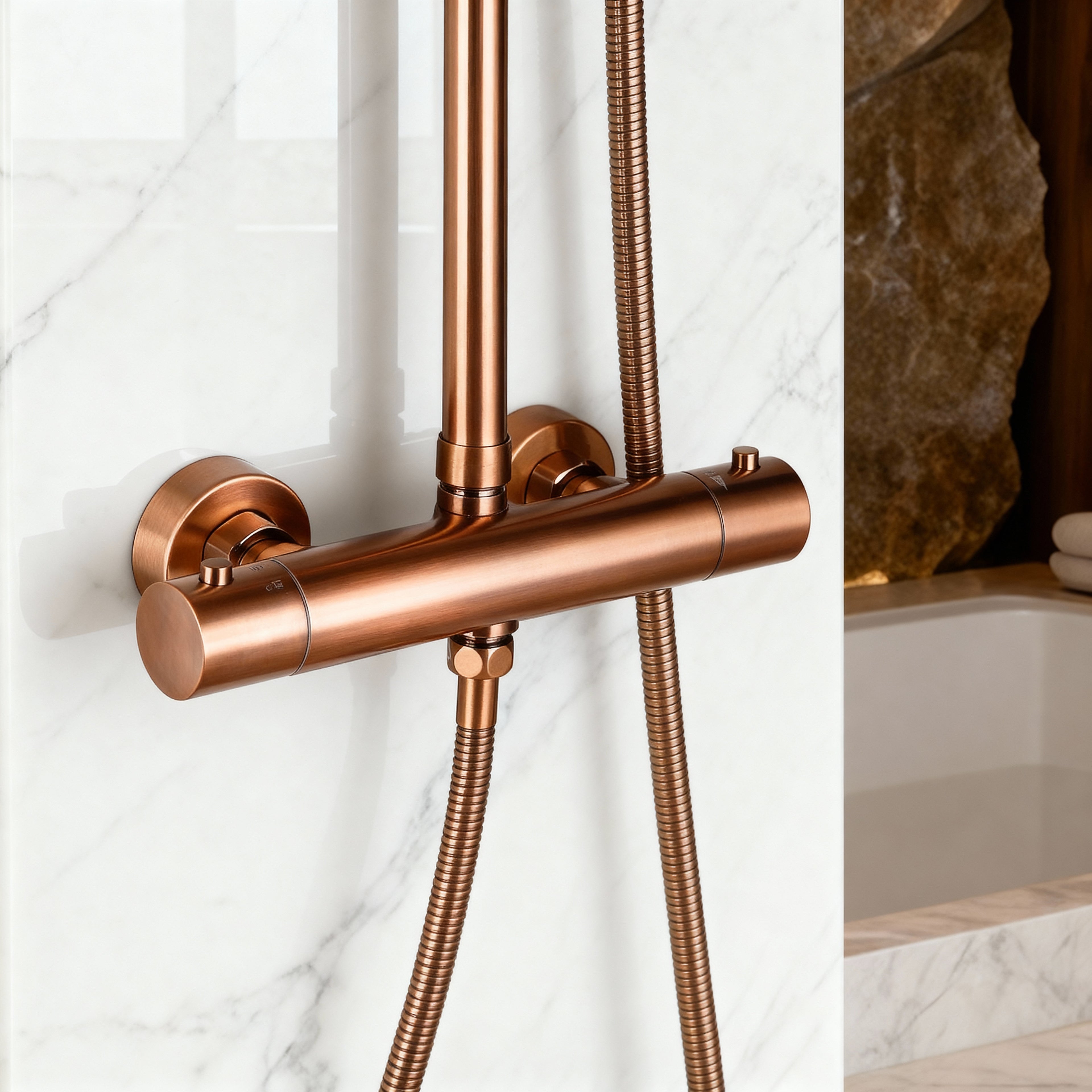 Colonne Douche Thermostatique Or Rose Brossée