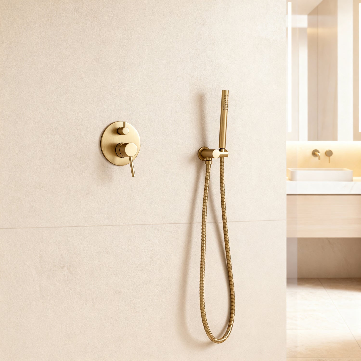 Colonne de Douche Encastrée Dorée