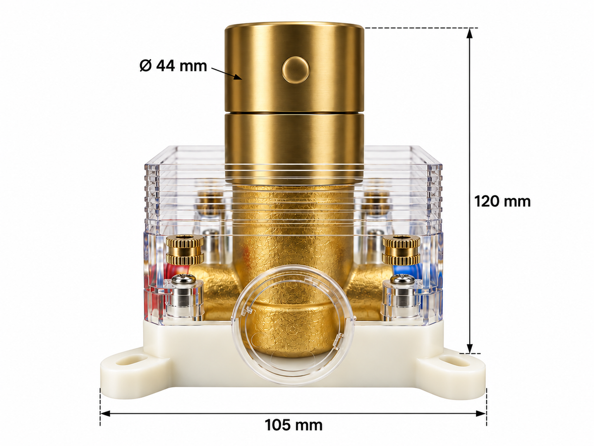 Colonne de douche thermostatique encastrée or brossé