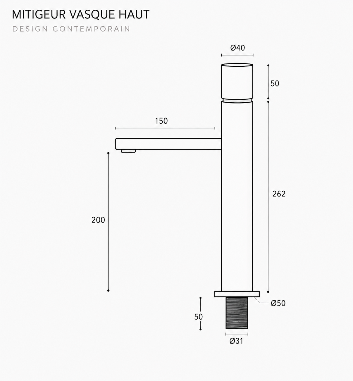 Dimensions Robinet XL à poser