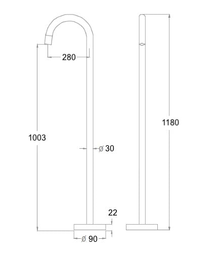 Ensemble de bain sur pieds gris brossé