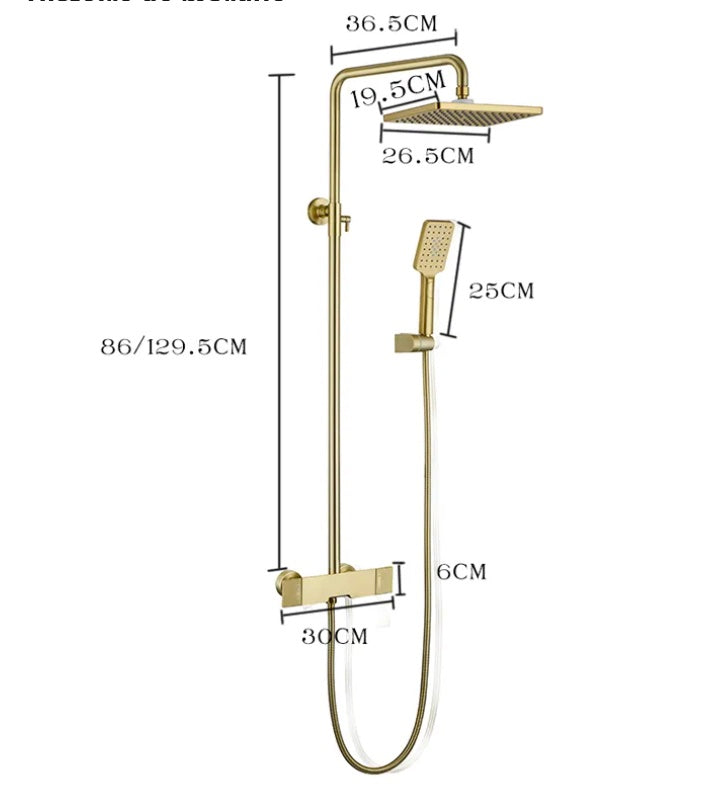 Colonne de douche et bain or brossé