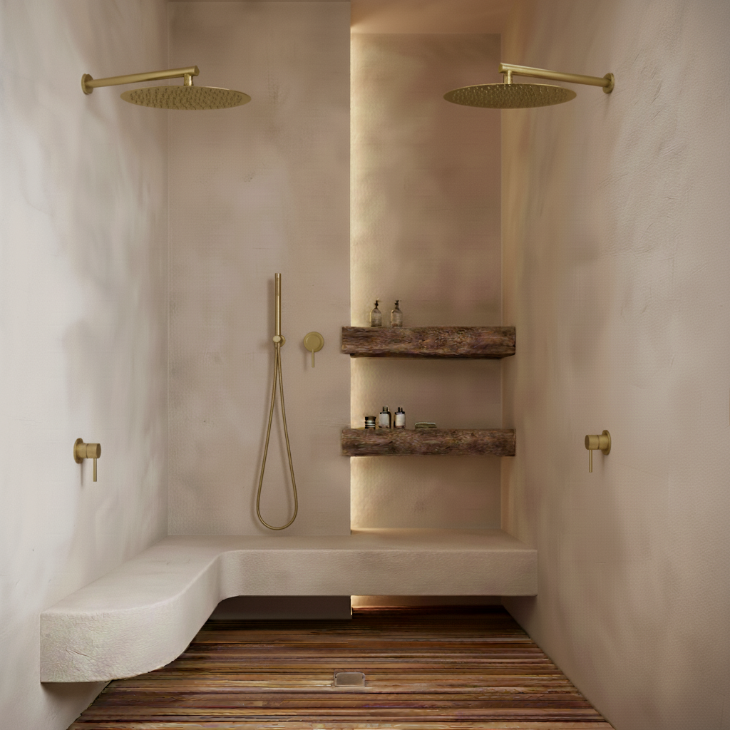 Double Colonne de Douche Dorée