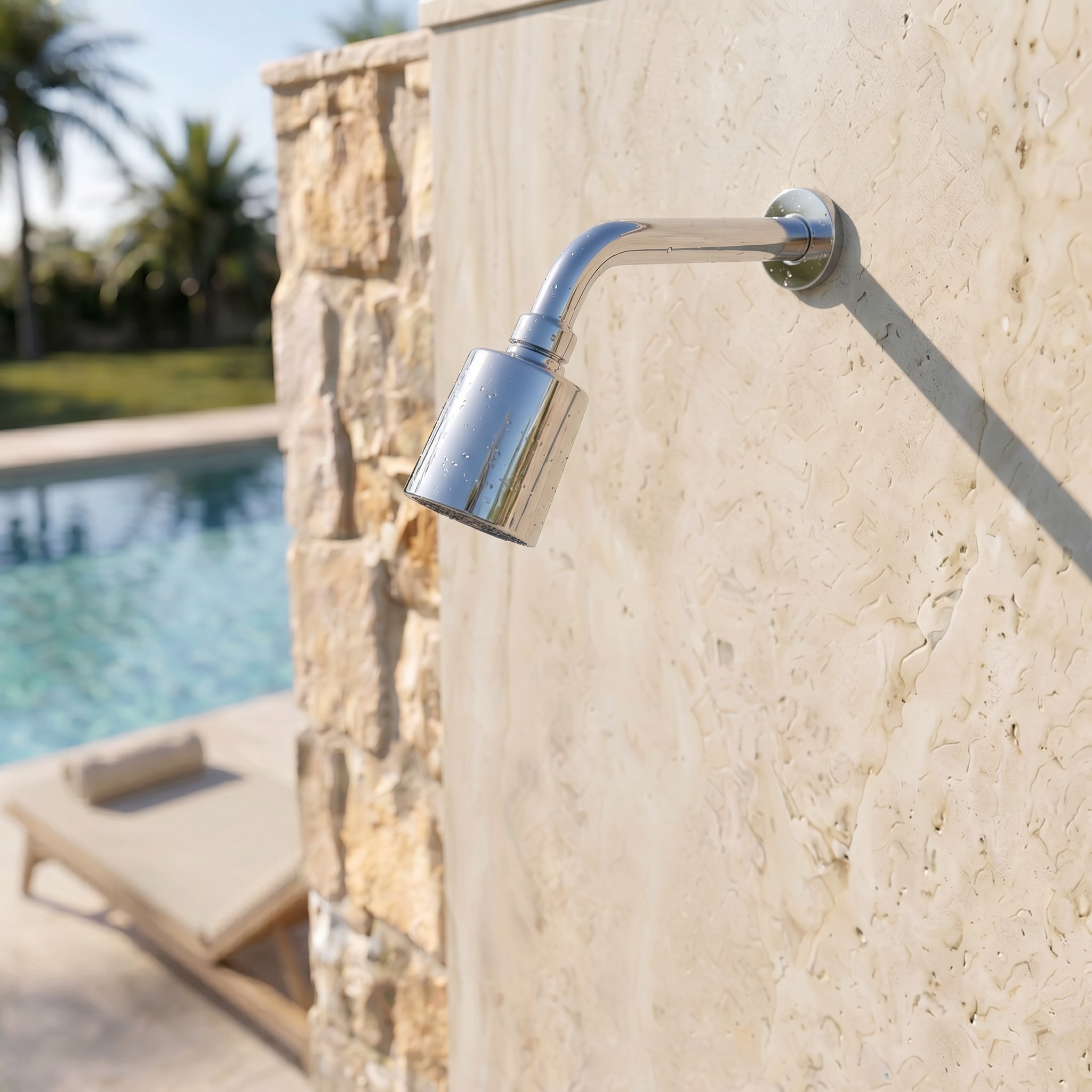 Douche piscine extérieure chrome