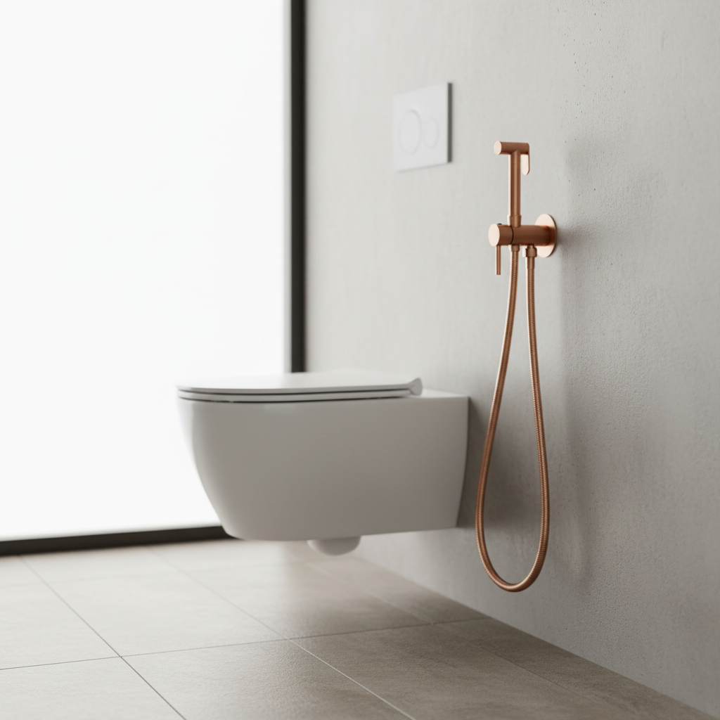 Douchette hygiénique or rose brossé