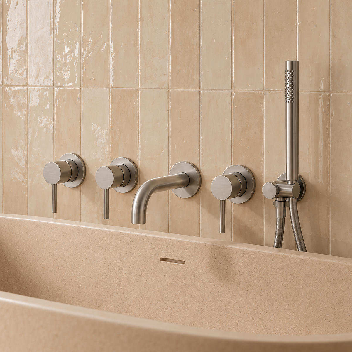 Mitigeur Bain Douche Inox Brossé