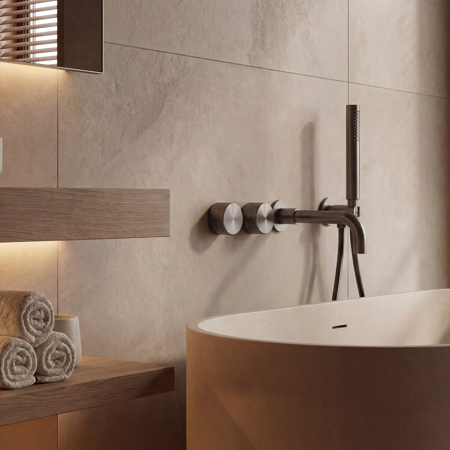 Kit Baignoire mural Thermostatique Gunmetal