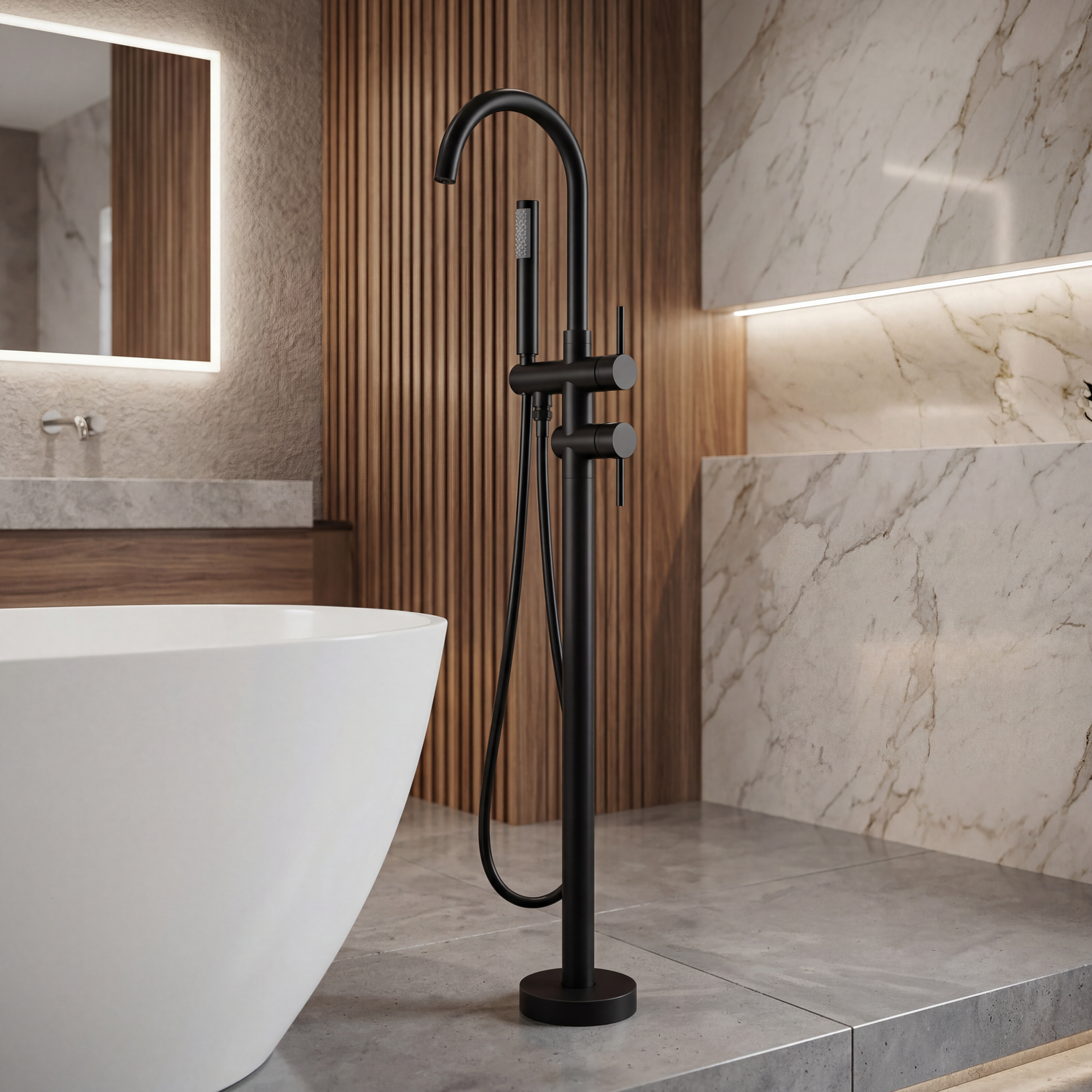 Mitigeur Baignoire Ilot Noir Mate