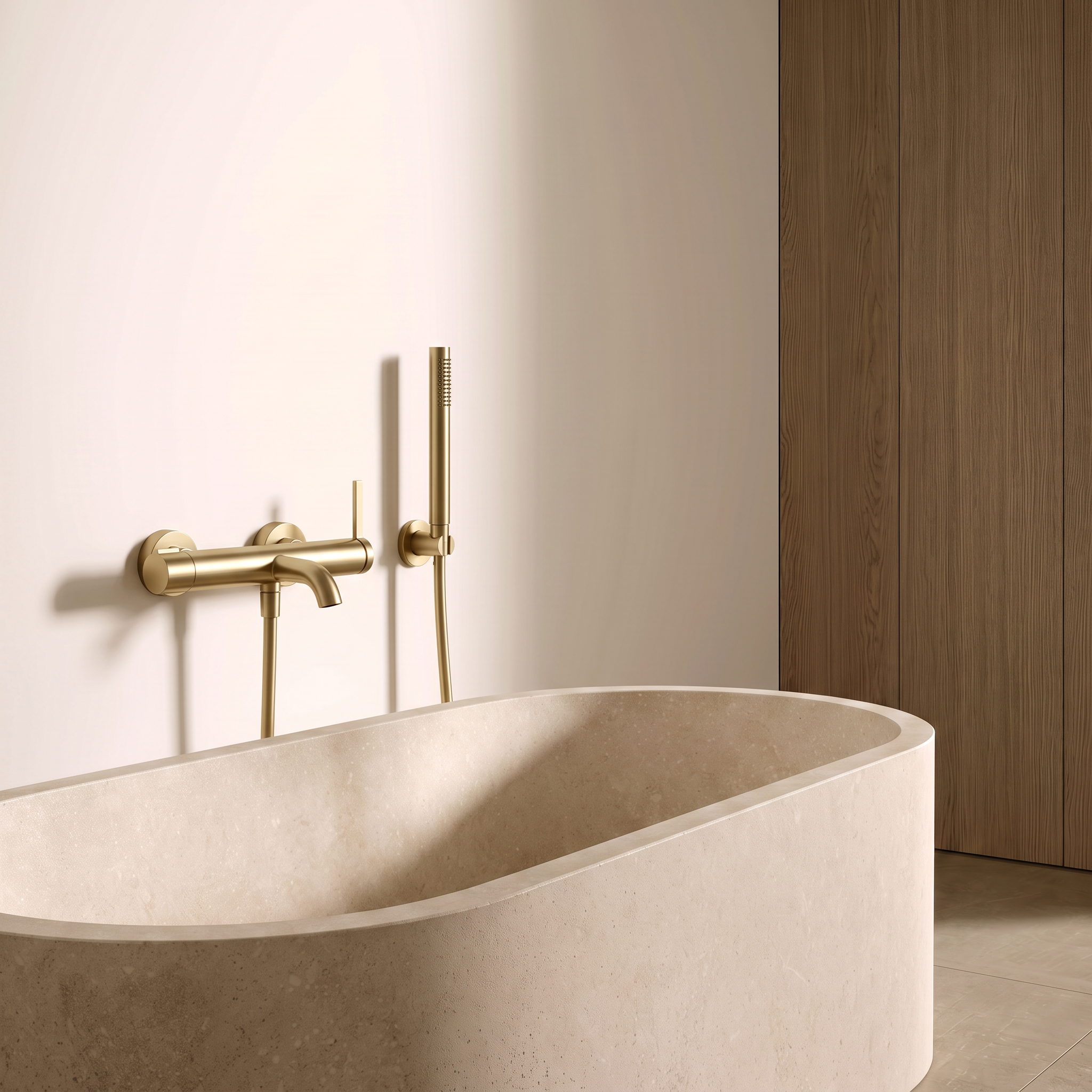Mitigeur de baignoire doré brossé