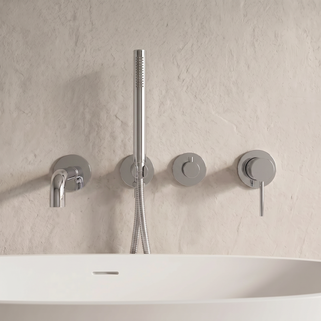Mitigeur de baignoire encastré chrome