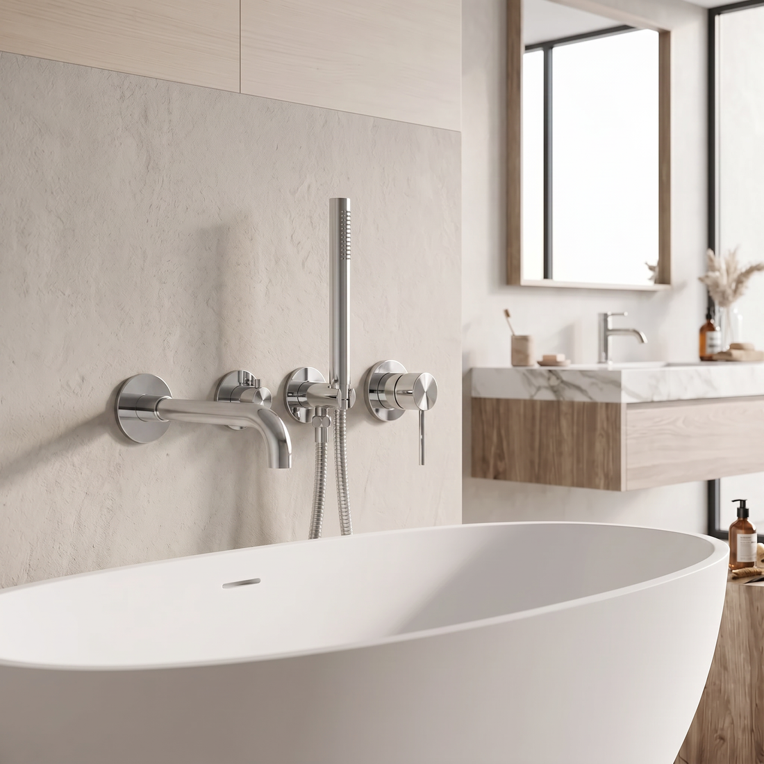 Mitigeur de baignoire encastré chrome