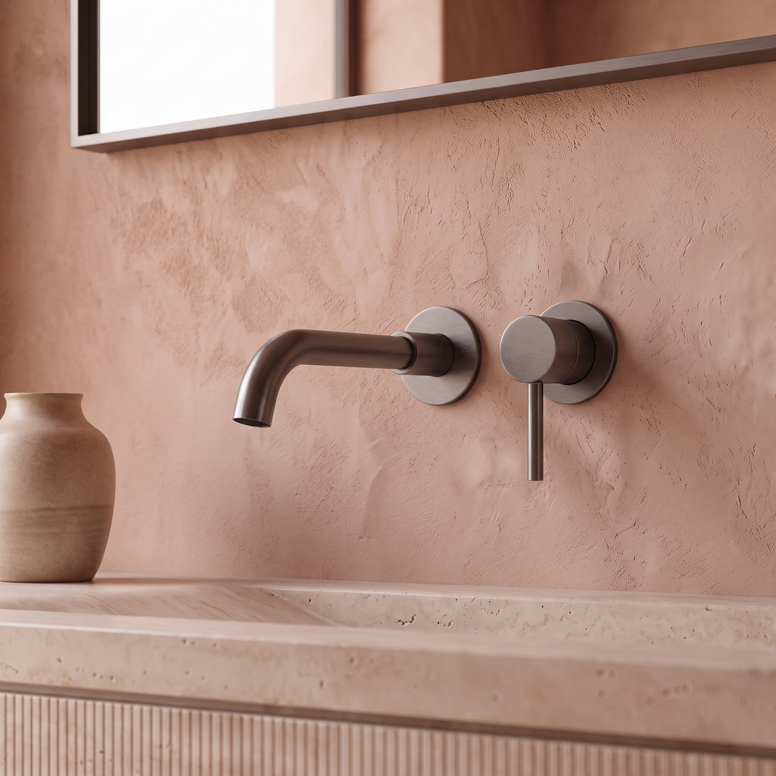 Mitigeur lavabo encastré Gris Brossé