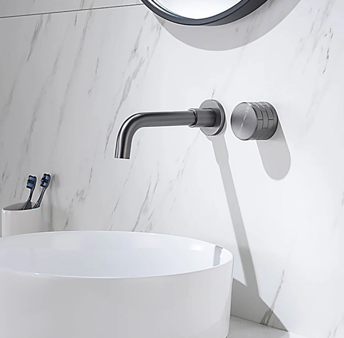 Mitigeur salle de bain encastré gris brossé