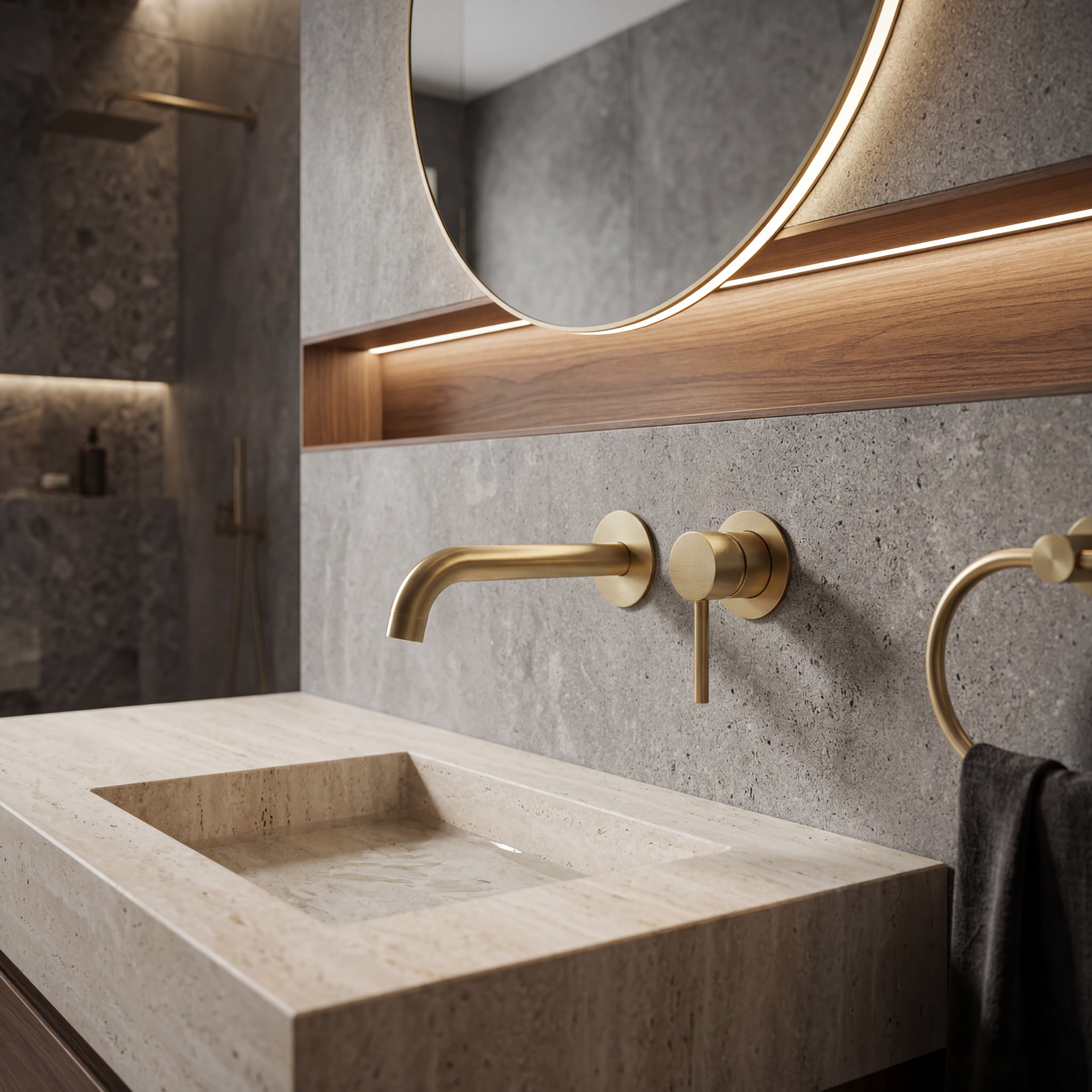 Mitigeur de vasque encastré or brossé