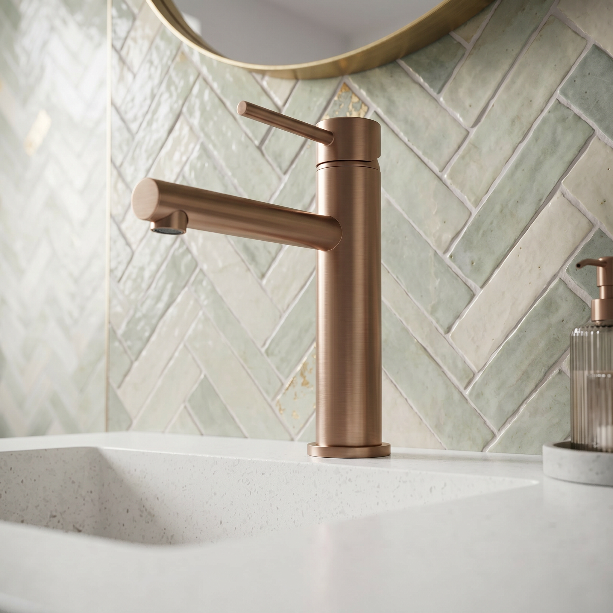 Mitigeur lavabo or rose brossé