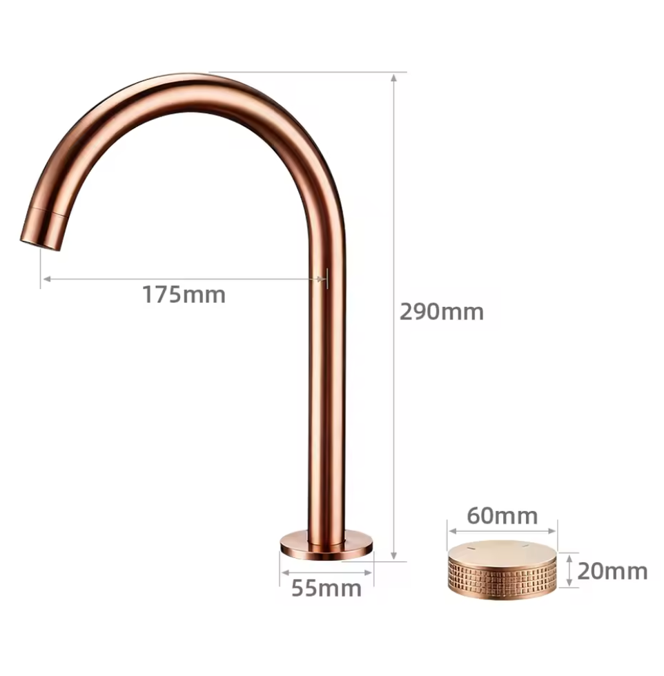 Mitigeur de salle de bain or rose brossé