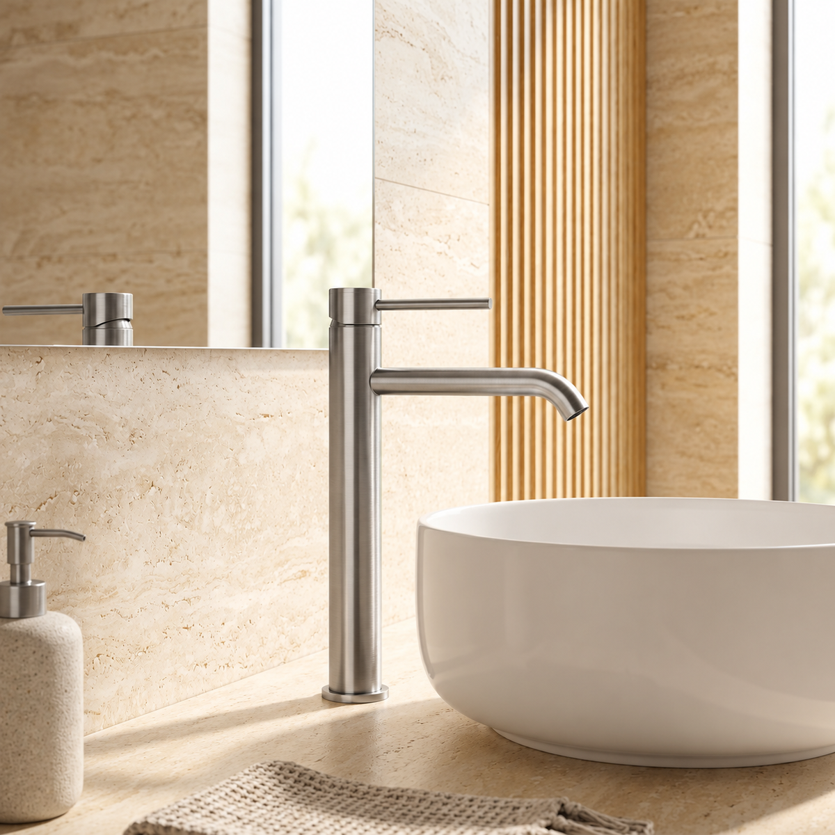 Mitigeur de salle de bain inox brossé